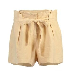 L'AGENCE HILARYPaper Bag Waist Shorts High Rise Tie Belt  Summer Beige 30